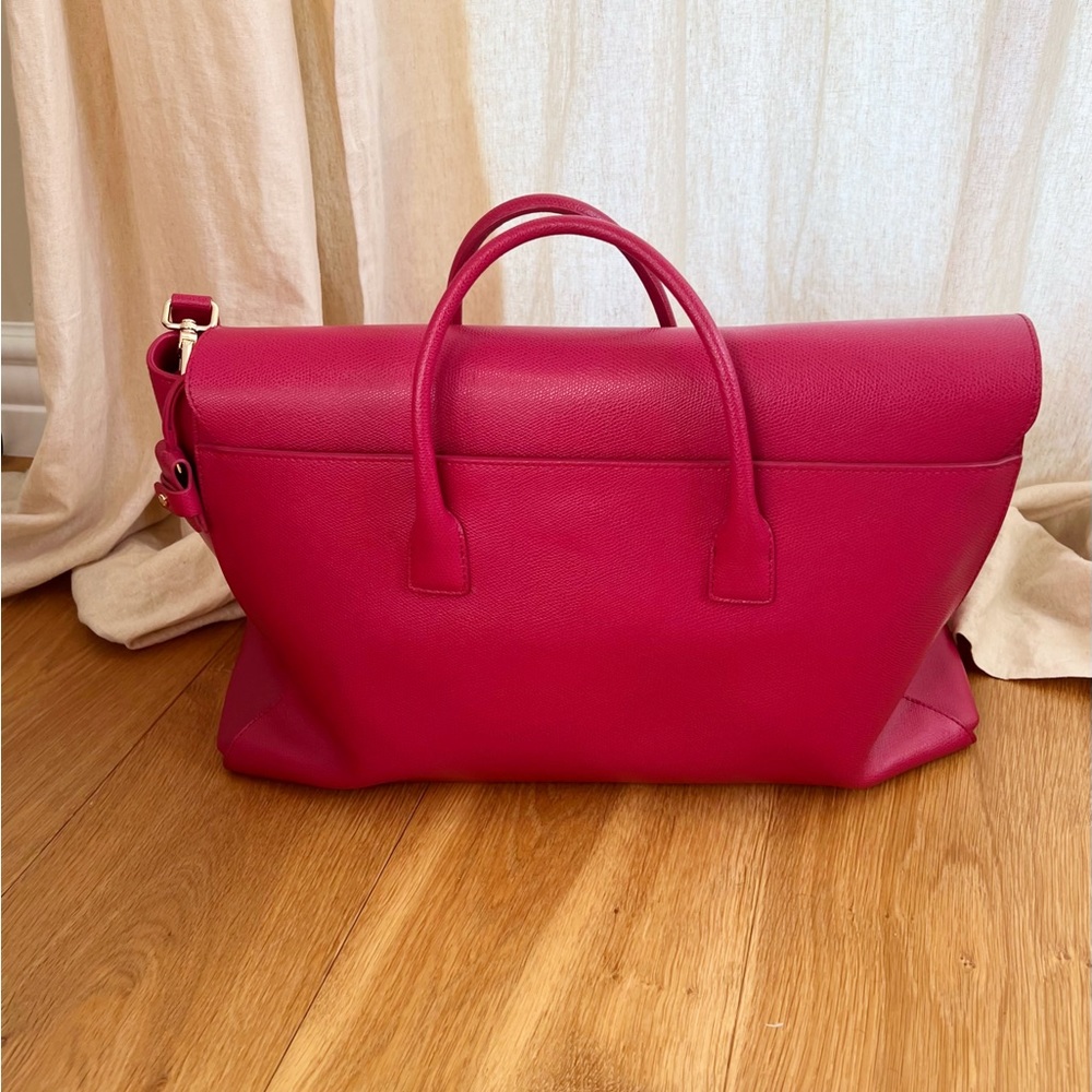Furla Fuchsia Leather Tote Bag with Gold Hardware - Picture 12 of 16